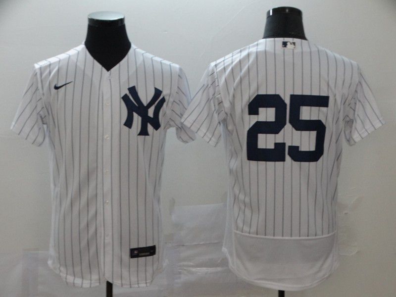Men New York Yankees #25 De Caracas White stripes Nike Elite MLB Jerseys